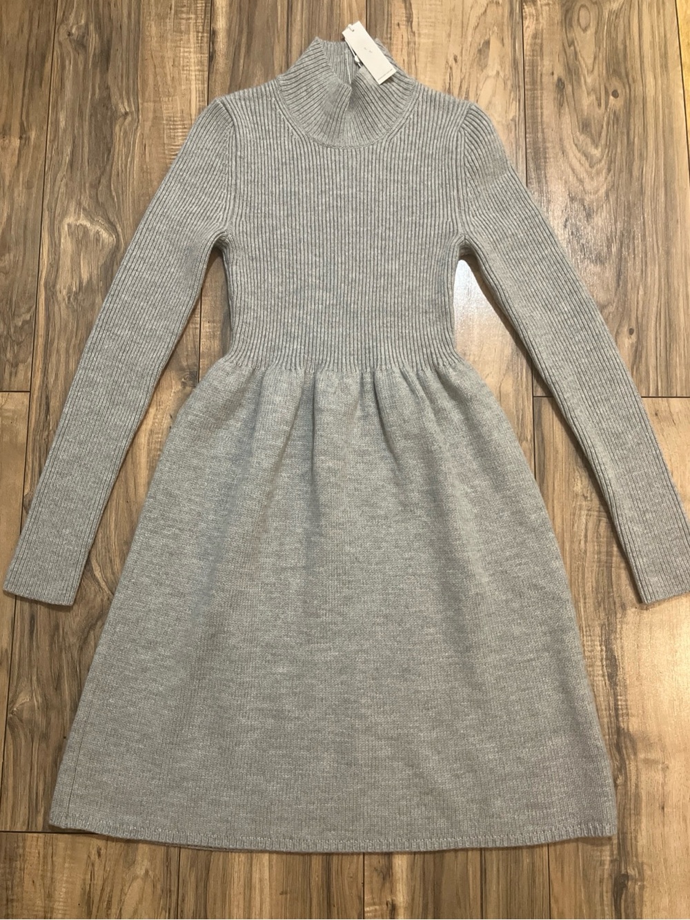 $295 REBECCA TAYLOR Fit and Flare Kni Meri Wool Mock Neck Peplum Dress XS